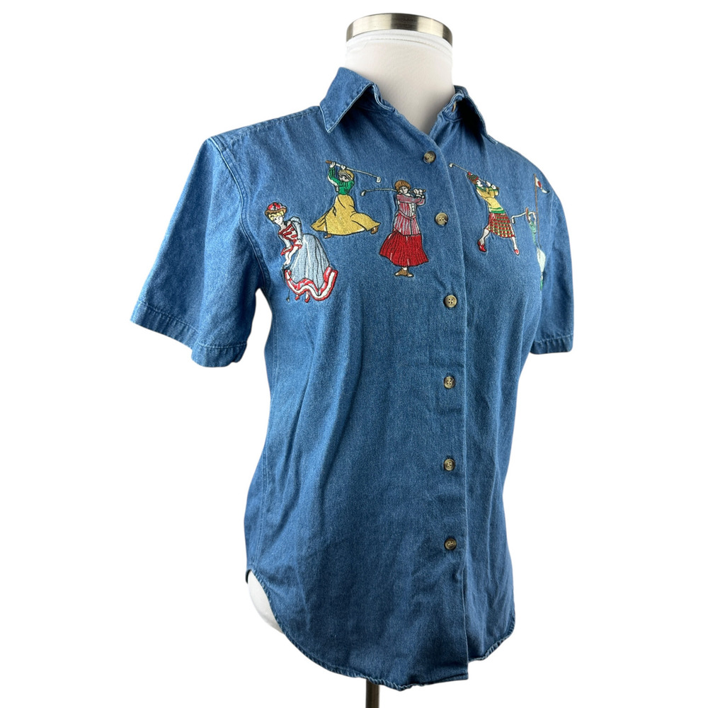 Vintage Golf Cambridge Dry Goods Country Store Denim Shirt Button Front Medium - Picture 4 of 15